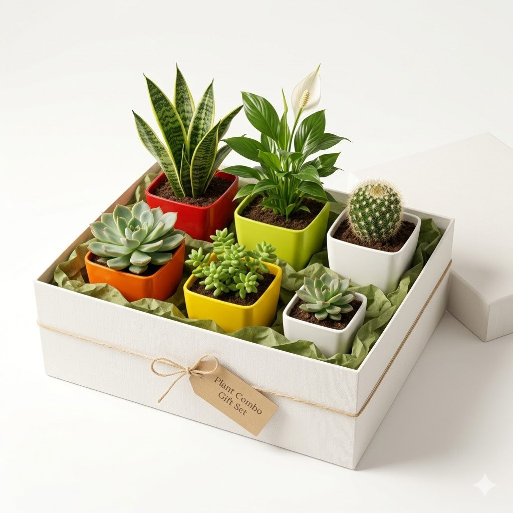6 Inch Four Square Planter Set of 6  UV Resistant, Lightweight Multicolor Pots (Indoor/Outdoor)