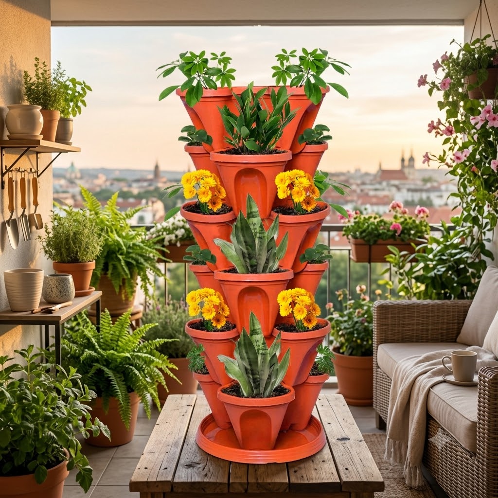 Stack A Pot Hanging Planters 7 Piece Space Saving Design