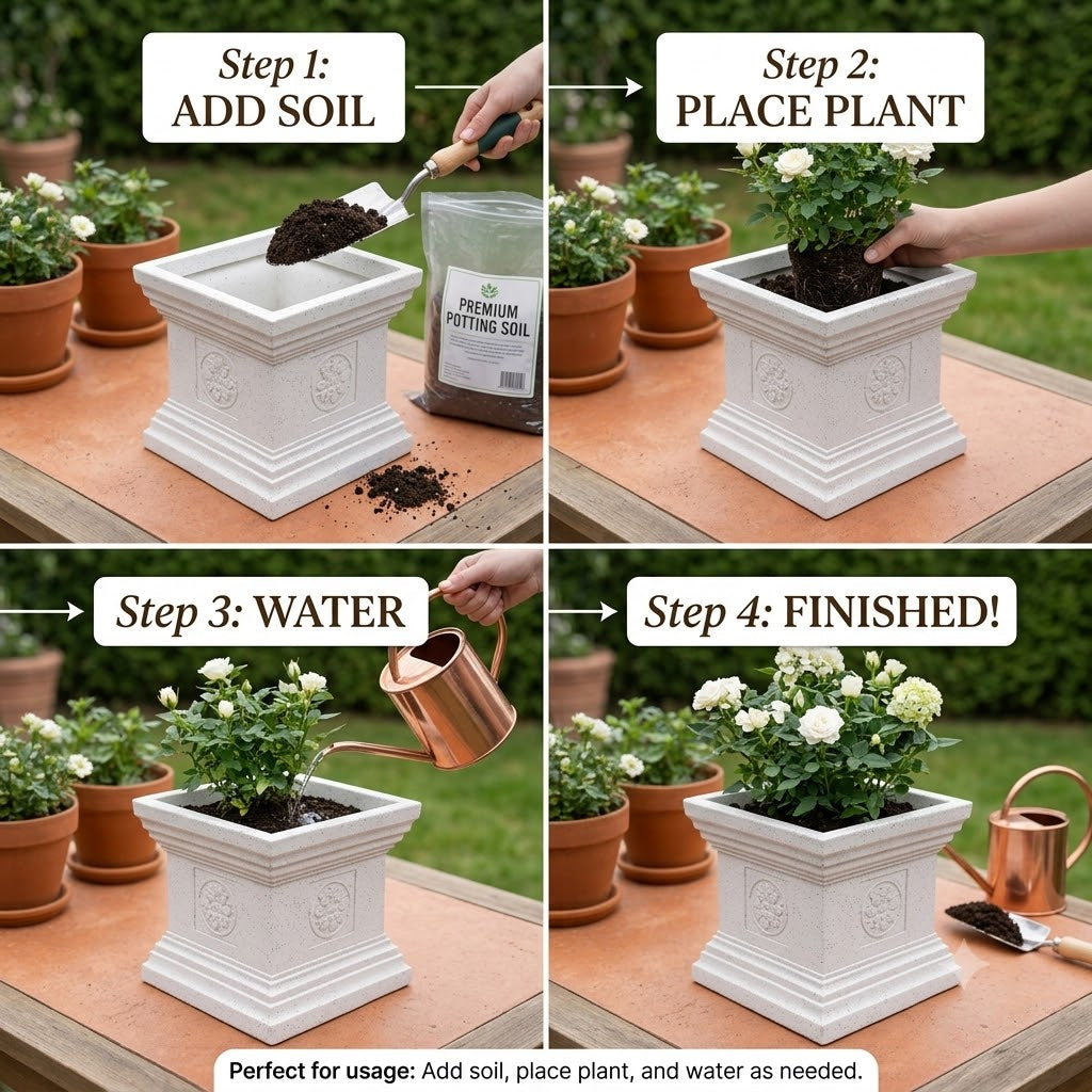 Jaguar 12" Grey Granite Tulsi Pot – Bringing Modern Minimalist Elegance to Your Sacred Rituals