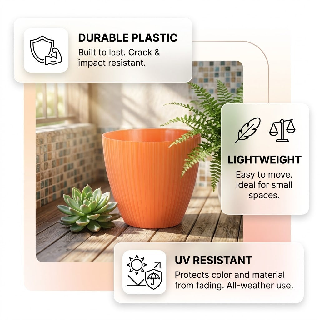 7 Inch (17.78 cm) Unique Design Round Shape Grand Planter Flower Pot Suitable for Indoor and Outdoor Use for Home/Office/Table/Garden/Balcony Decoration – Set of 5