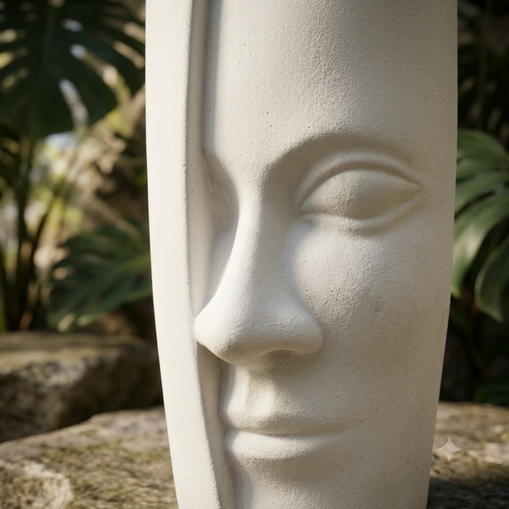 Modern Face Art Planter Vase – White Matte Finish | Set of 2