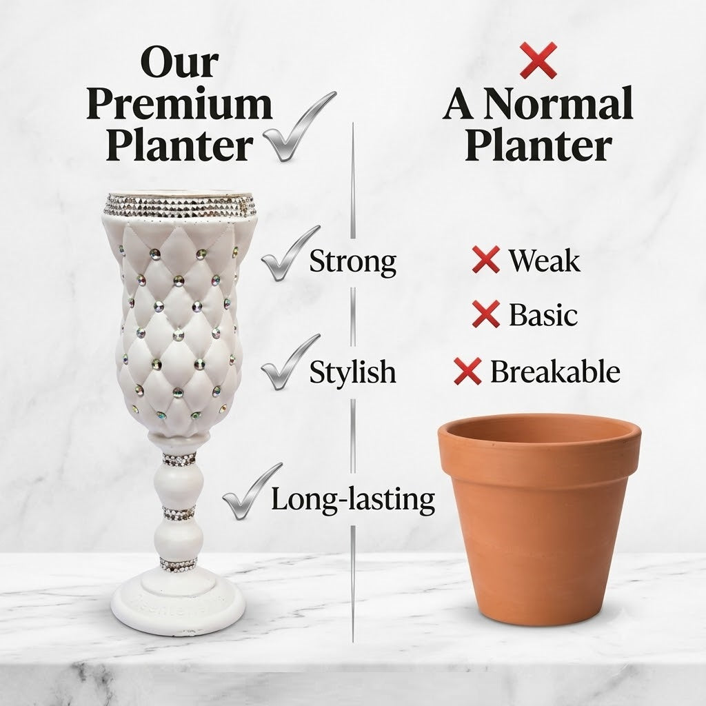 The Décor Royal 24" Crisp White Statement Planter – Elegant High-Gloss Pot for Fresh Florals & Vibrant Greenery (1-Pack)