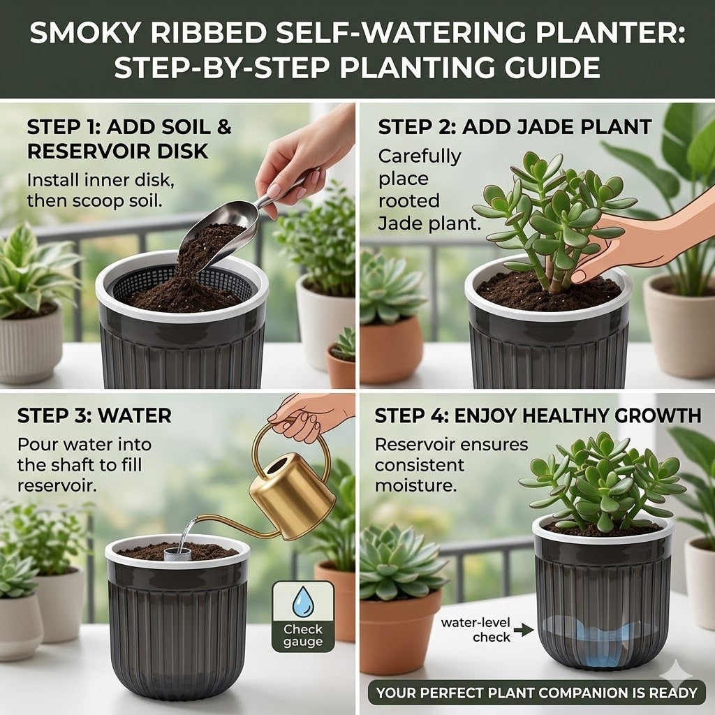 Seoul 6" Transparent Self-Watering Pots with White Inserts (Set of 2) – Modern Sleek Planters for Indoor Plants