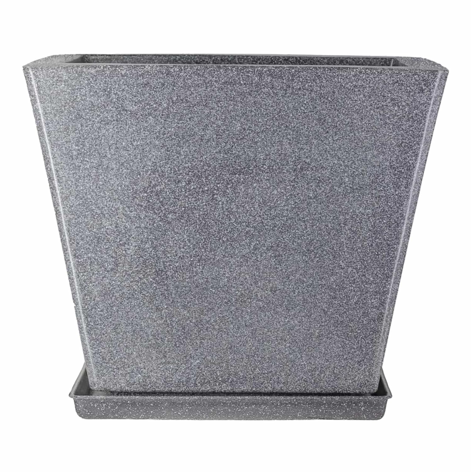 12 Inch Square Greece Marble Look Flower Pot with Tray
