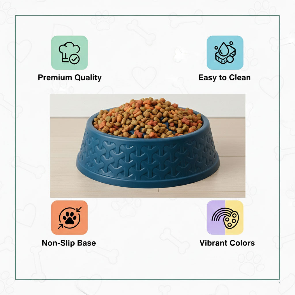 Round Plastic Cat & Dog Bowl, 5-Inch, Non-Slip Textured Base – Set of 3
