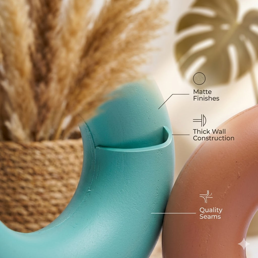 Prestige Circle Pot 8" | Mix Fresh Colours | Set of 2 | Handcrafted Ceramic Donut Vase