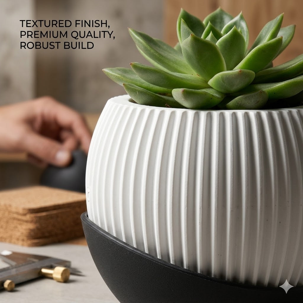 Melon 4.5" Peach Ceramic Pot with Moon Tray (Set of 2)