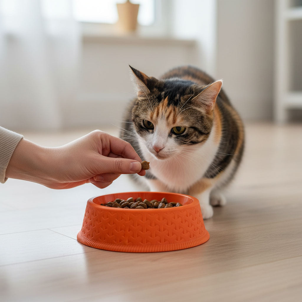 Round Plastic Cat & Dog Bowl, 5-Inch, Non-Slip Textured Base – Set of 3