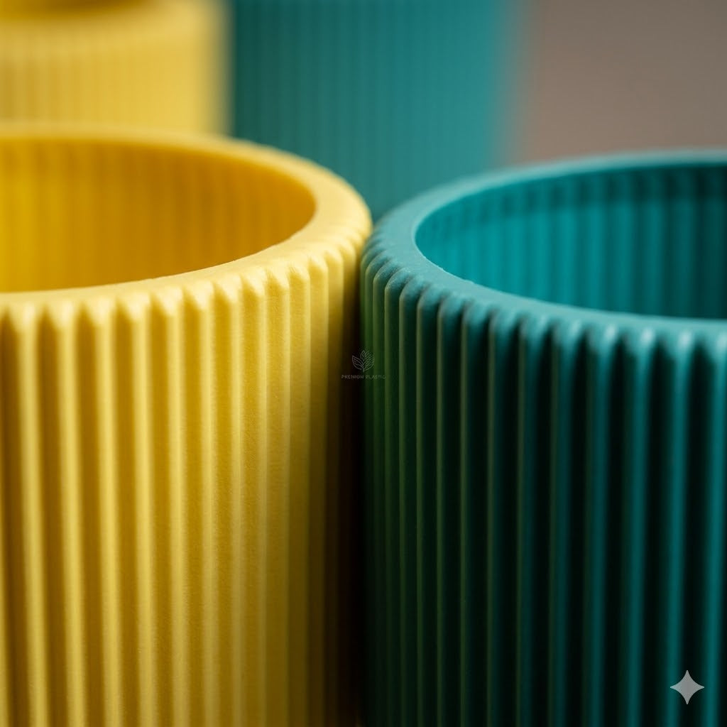 Spike Pot 6" — Fresh Mix Set of 2 | Ribbed Planter Duo in Yellow & Teal
