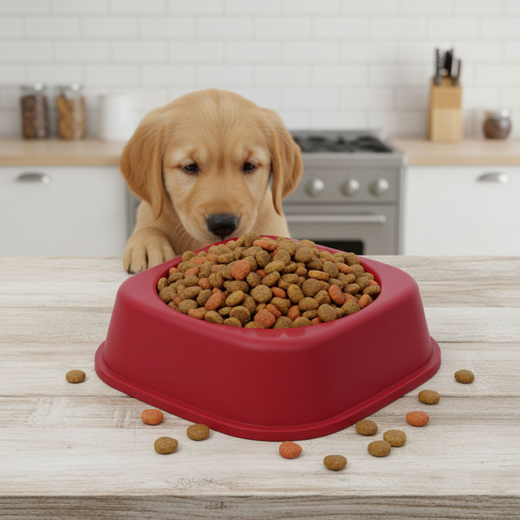 Square Cat & Dog Bowl Set, 6 inch (15 cm) (Pack of 2) - Anti-Slip Food & Water Feeder