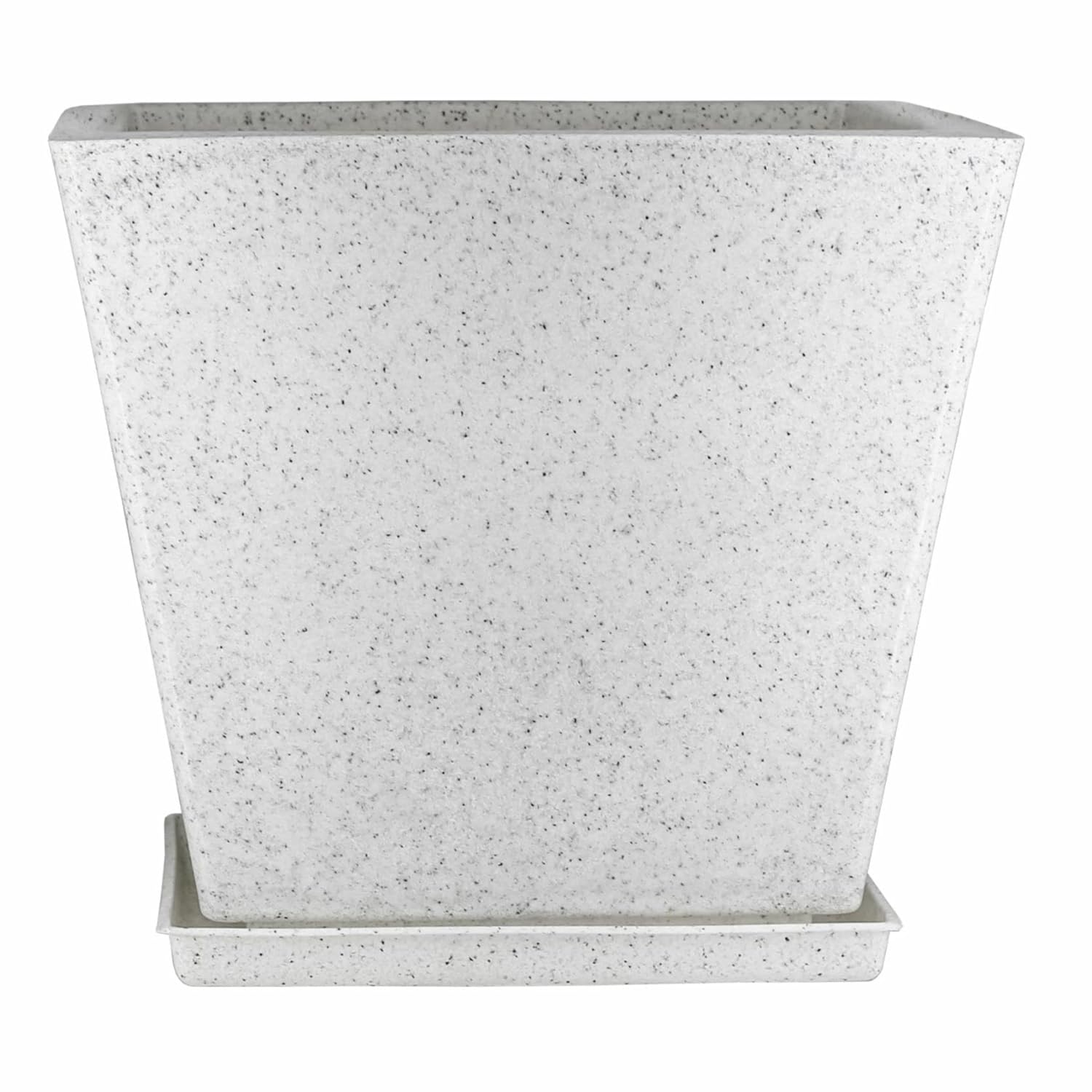 10 Inch Square Greece Marble Look Flower Pot with Tray