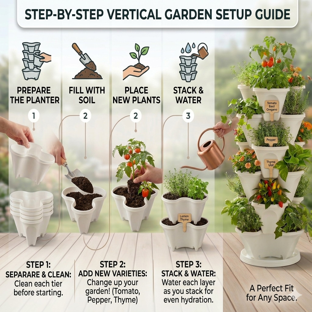 Stack A Pot Hanging Planters 7 Piece Space Saving Design