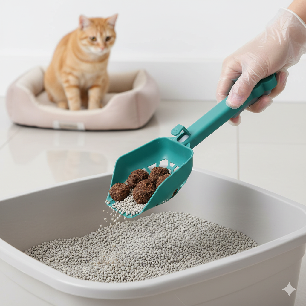 Premium Plastic Cat Litter Scoop with Honeycomb Filter & Ergonomic Paw Handle – Easy Sifting Poop Scooper for Cats & Kittens