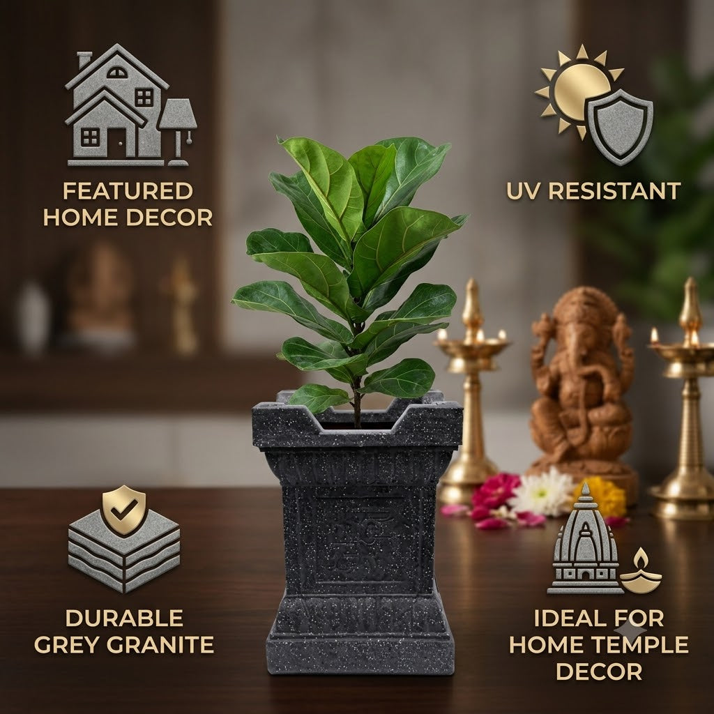 15-Inch Jaguar White Marble Tulsi Pot for Your Sacred Space