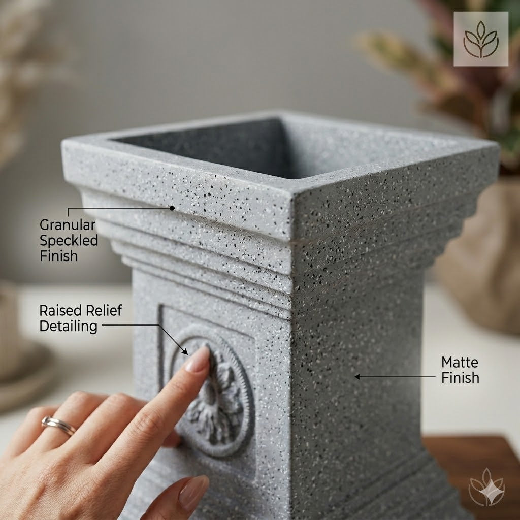 Elevate Your Home Sanctuary with the Majestic 19-Inch Jaguar Marble Tulsi Pot