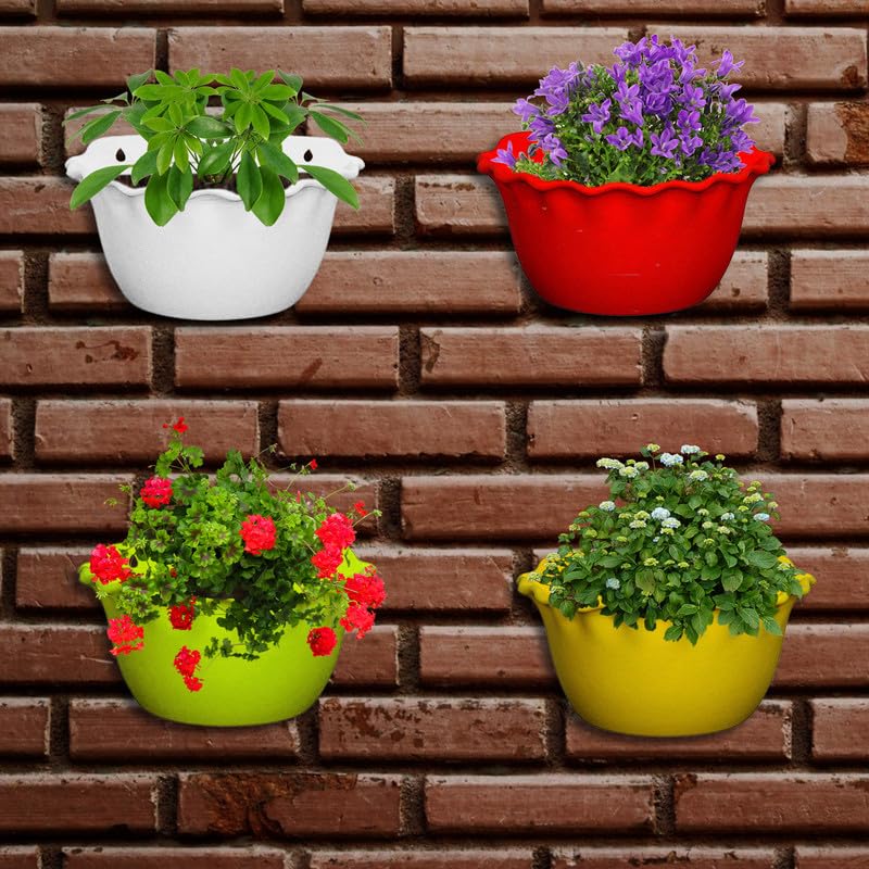 5.11 Inch Platinum Wall Planters UV Resistant, Lightweight Multicolor Pots (Set of 4)