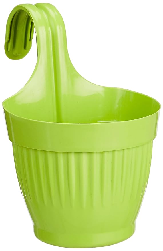 Virgin Plastic Hanging Planter Pots for Home, Terrace & Balcony Garden Decoration – Hook Style Flower Pots, Multicolour, 6.8 Inch (Set of 8)