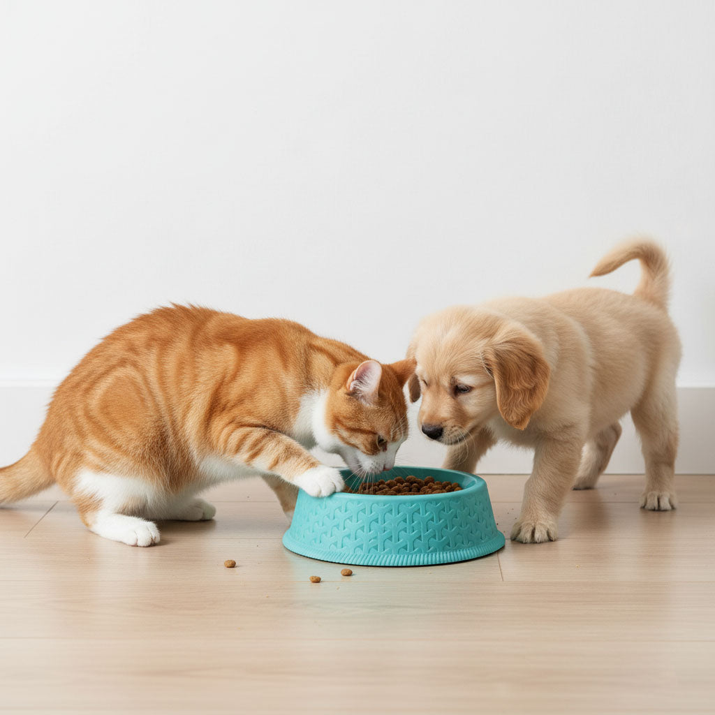 Round Plastic Cat & Dog Bowl, 5-Inch, Non-Slip Textured Base – Set of 3