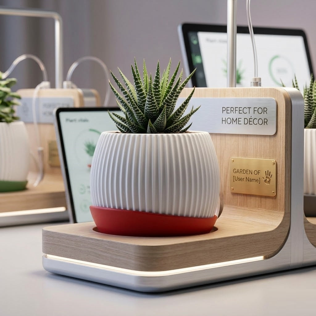 Melon 4.5" Peach Ceramic Pot with Moon Tray (Set of 2)