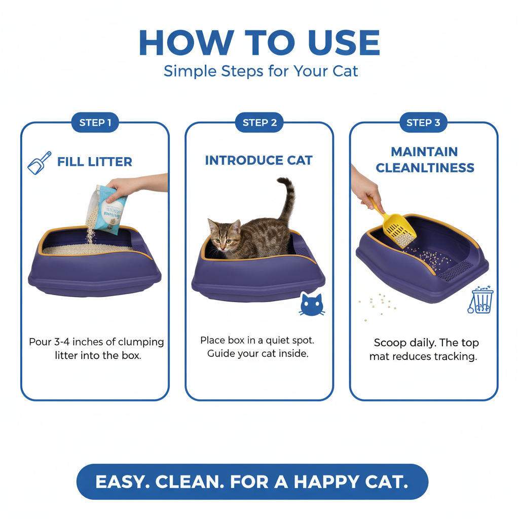 Cat Litter Box Small 14.5 Inch Violet with Scoop