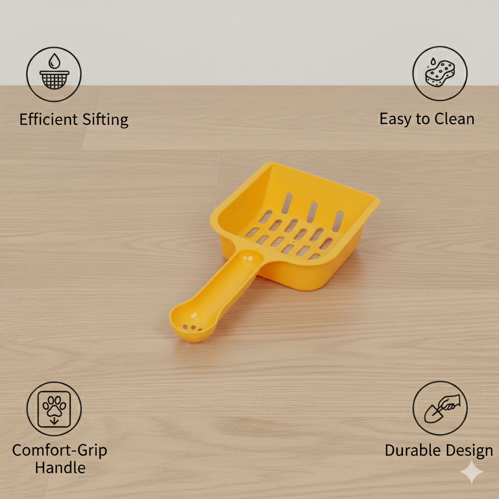 Premium Plastic Cat Litter Scoop with Deep Shovel & Fine Sifting Slots