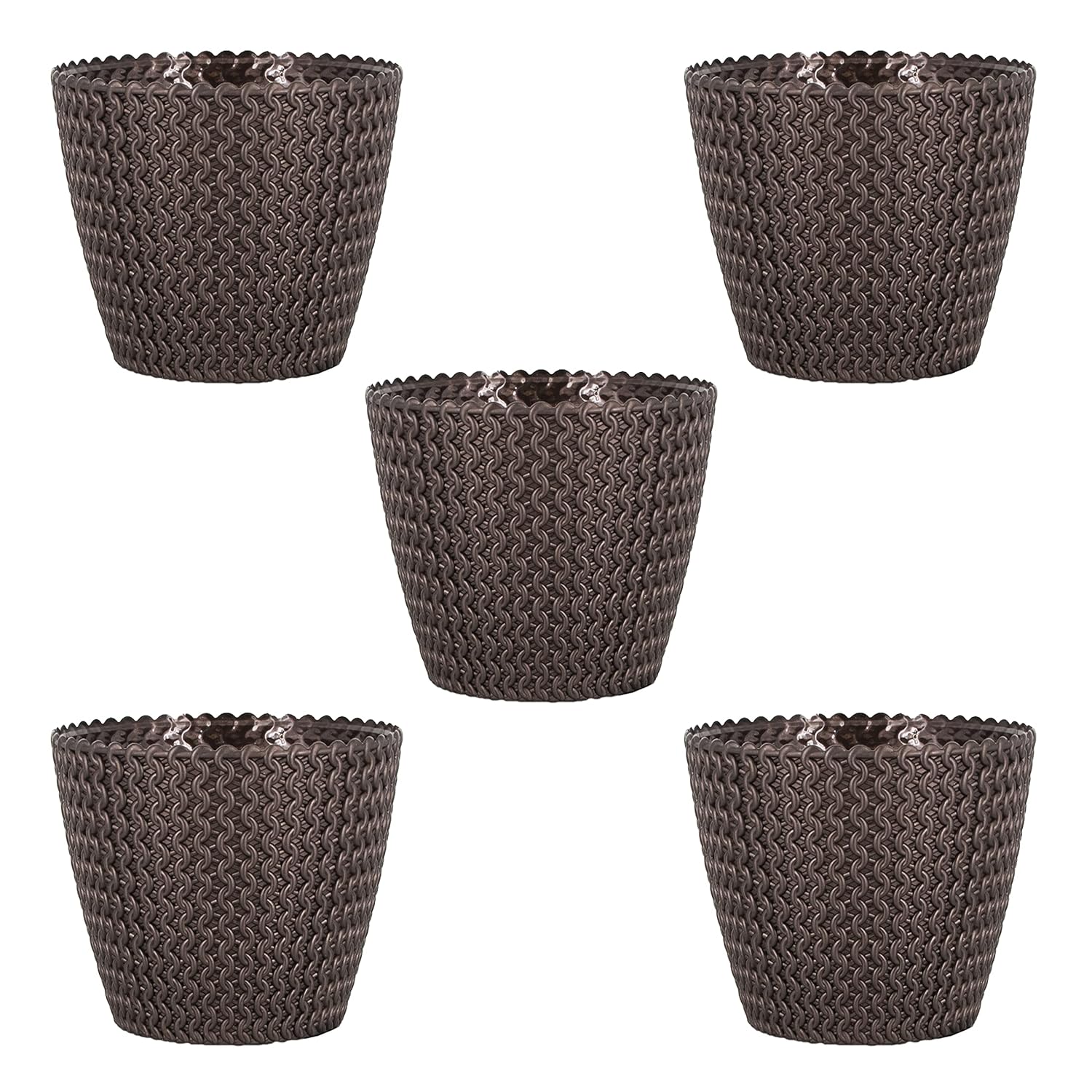 7 Inch Poppy Round Flower Pots  Set of 5