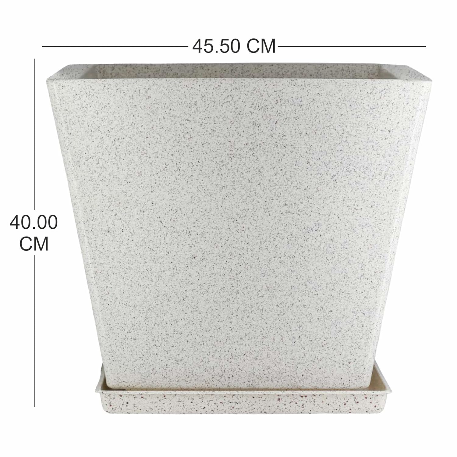 14 Inch Square Greece Marble Look Flower Pot with Tray