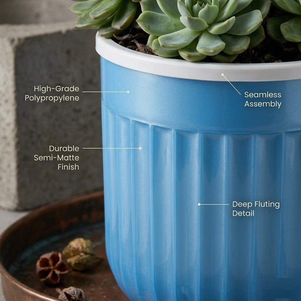 Seoul 6" Transparent Self-Watering Pots with White Inserts (Set of 2) – Modern Sleek Planters for Indoor Plants
