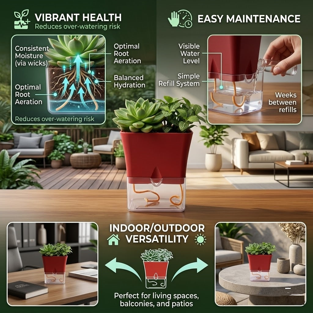 Austin 5-Inch Square Plant Pots Set of 2