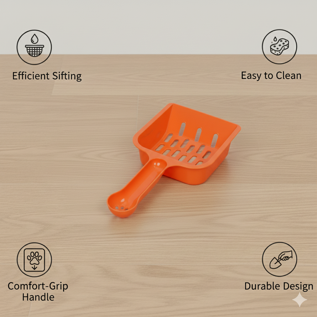 Premium Plastic Cat Litter Scoop with Deep Shovel & Fine Sifting Slots