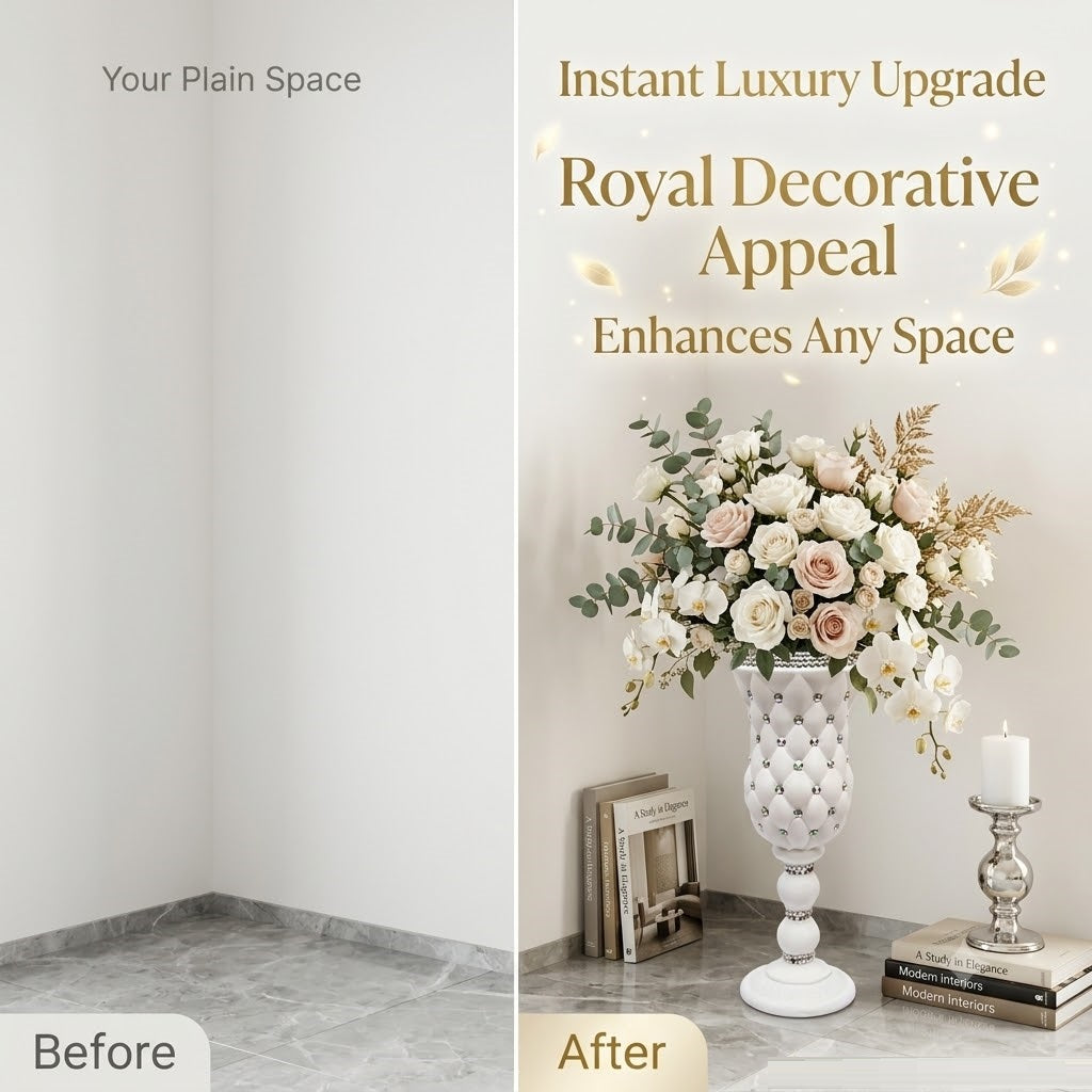 The Décor Royal 24" Crisp White Statement Planter – Elegant High-Gloss Pot for Fresh Florals & Vibrant Greenery (1-Pack)