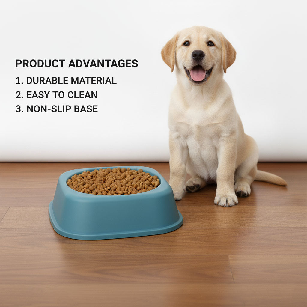 Square Pet Feeding Bowls, 8.5 Inch, Set of 2 – Anti-Slip Base, Non-Skid Dog & Cat Food Bowls