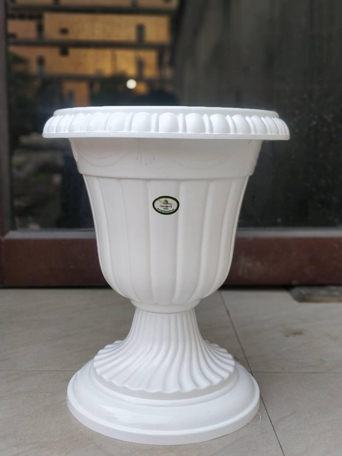 13 Inch Decorative Tulip Flower Vase  White Plastic Flower Holder for Home & Tabletop Decor