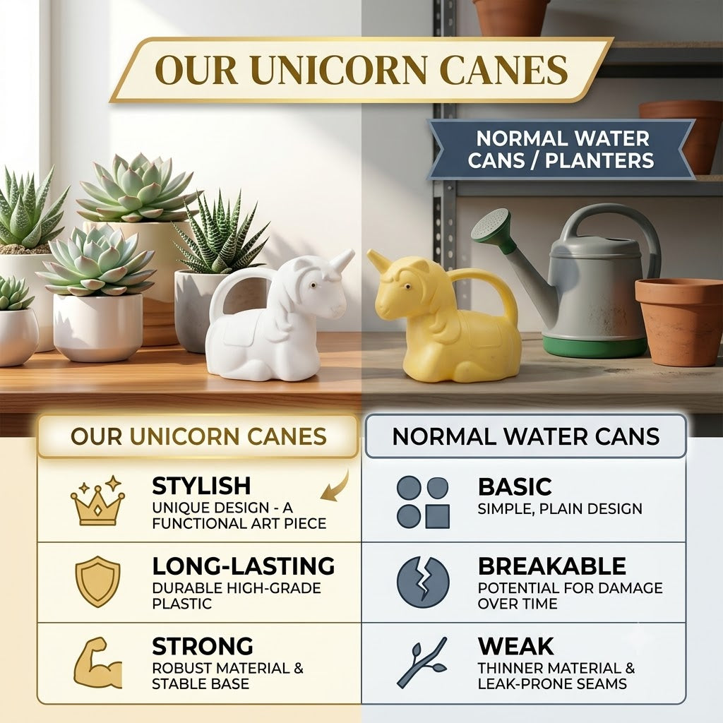 Unicorn Watering Can for Kids - 2 Litre Magical Fun | White & Yellow Set