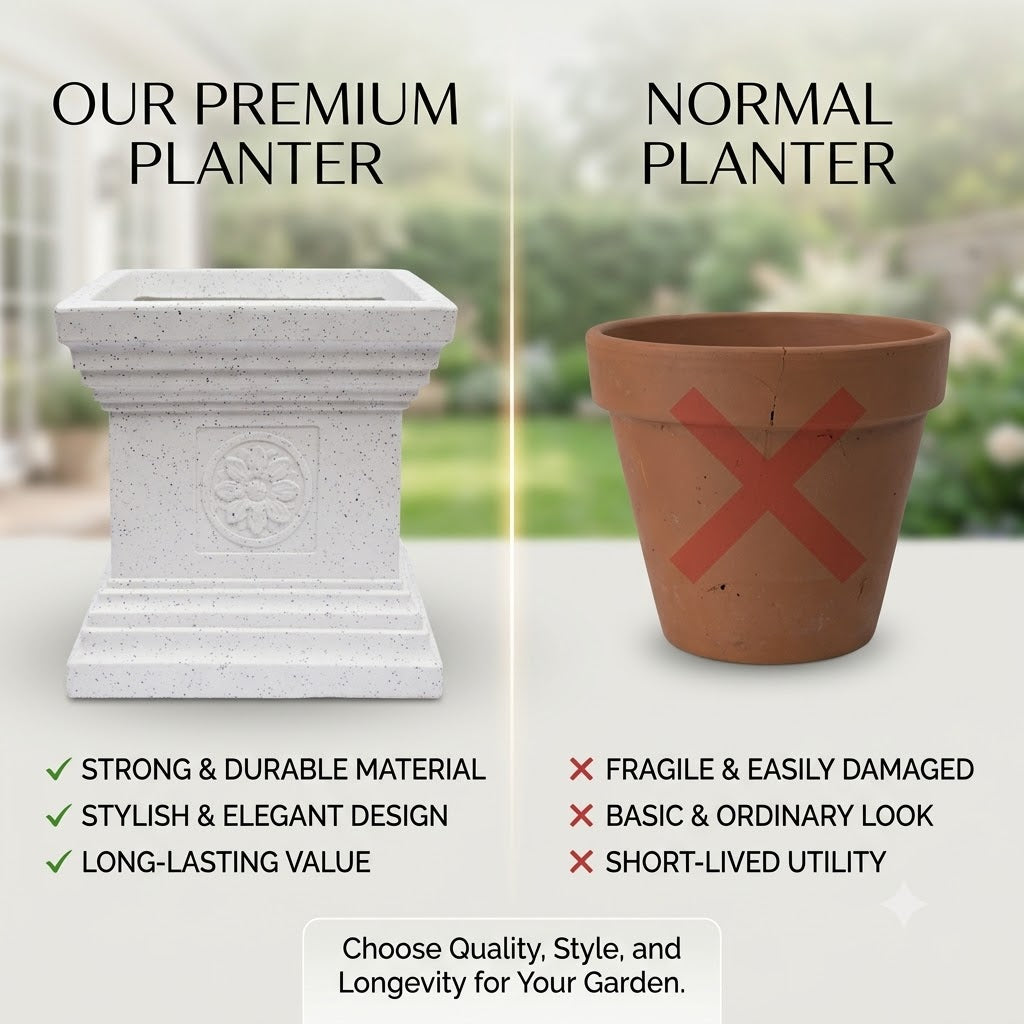 Elevate Your Home Sanctuary with the Majestic 19-Inch Jaguar Marble Tulsi Pot