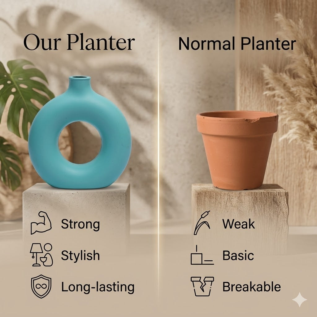 Prestige Circle Pot 8" | Mix Fresh Colours | Set of 2 | Handcrafted Ceramic Donut Vase