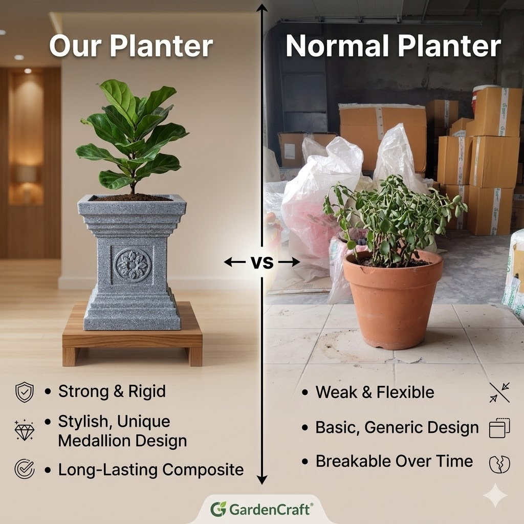 Elevate Your Home Sanctuary with the Majestic 19-Inch Jaguar Marble Tulsi Pot
