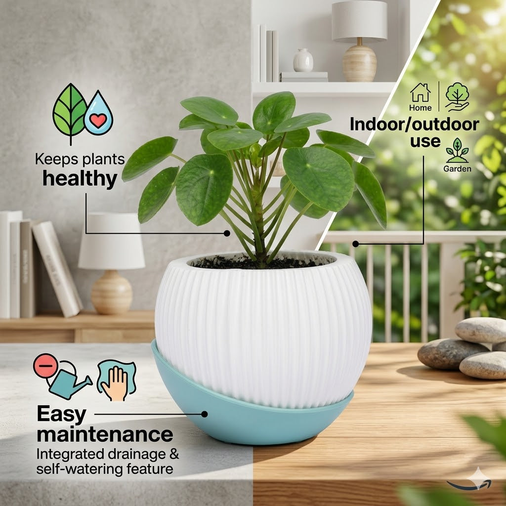 Melon 4.5" Peach Ceramic Pot with Moon Tray (Set of 2)