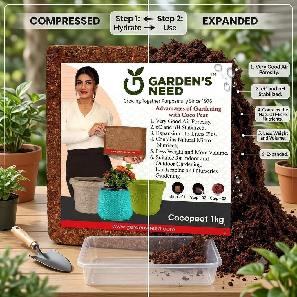 Brown Cocopeat Block 1 Kg  Natural Compost And Fertilizer for Indoor/Outdoor Gardening