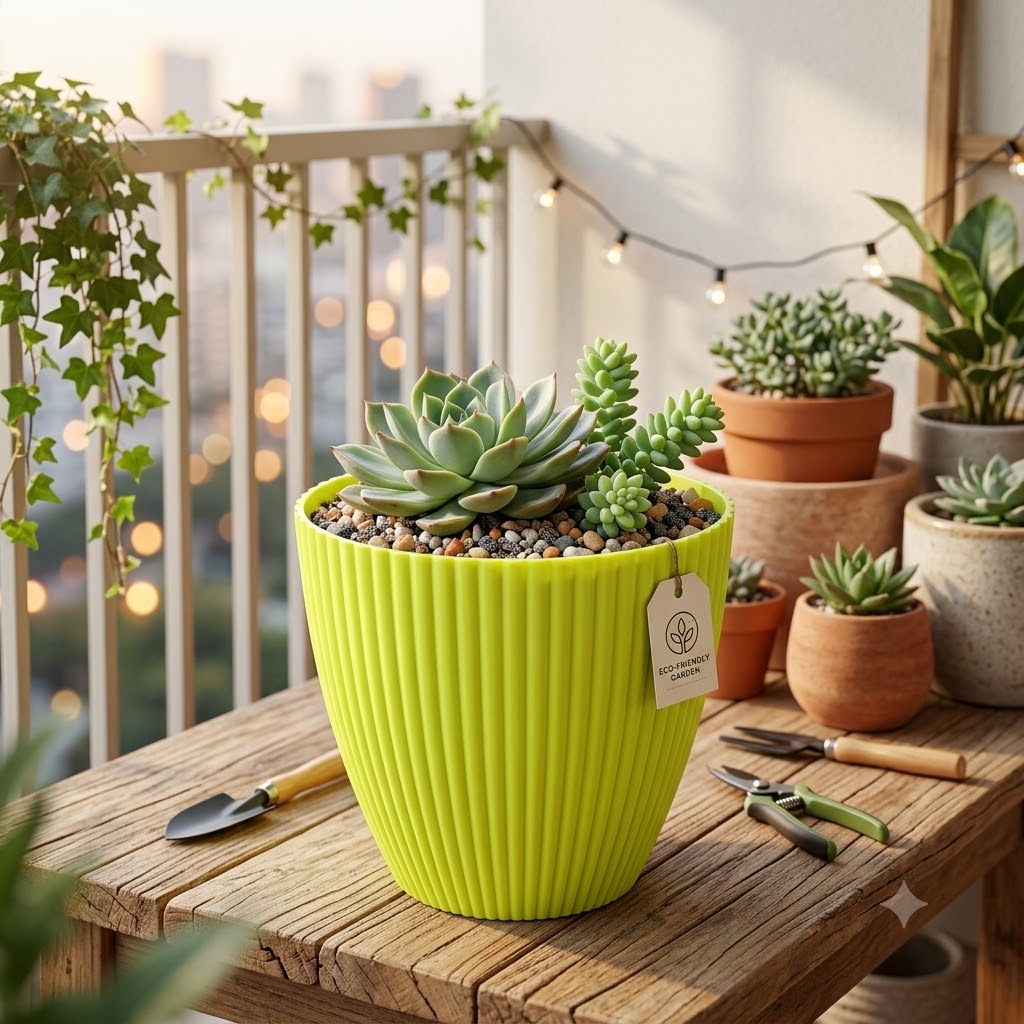 7 Inch (17.78 cm) Unique Design Round Shape Grand Planter Flower Pot Suitable for Indoor and Outdoor Use for Home/Office/Table/Garden/Balcony Decoration – Set of 5