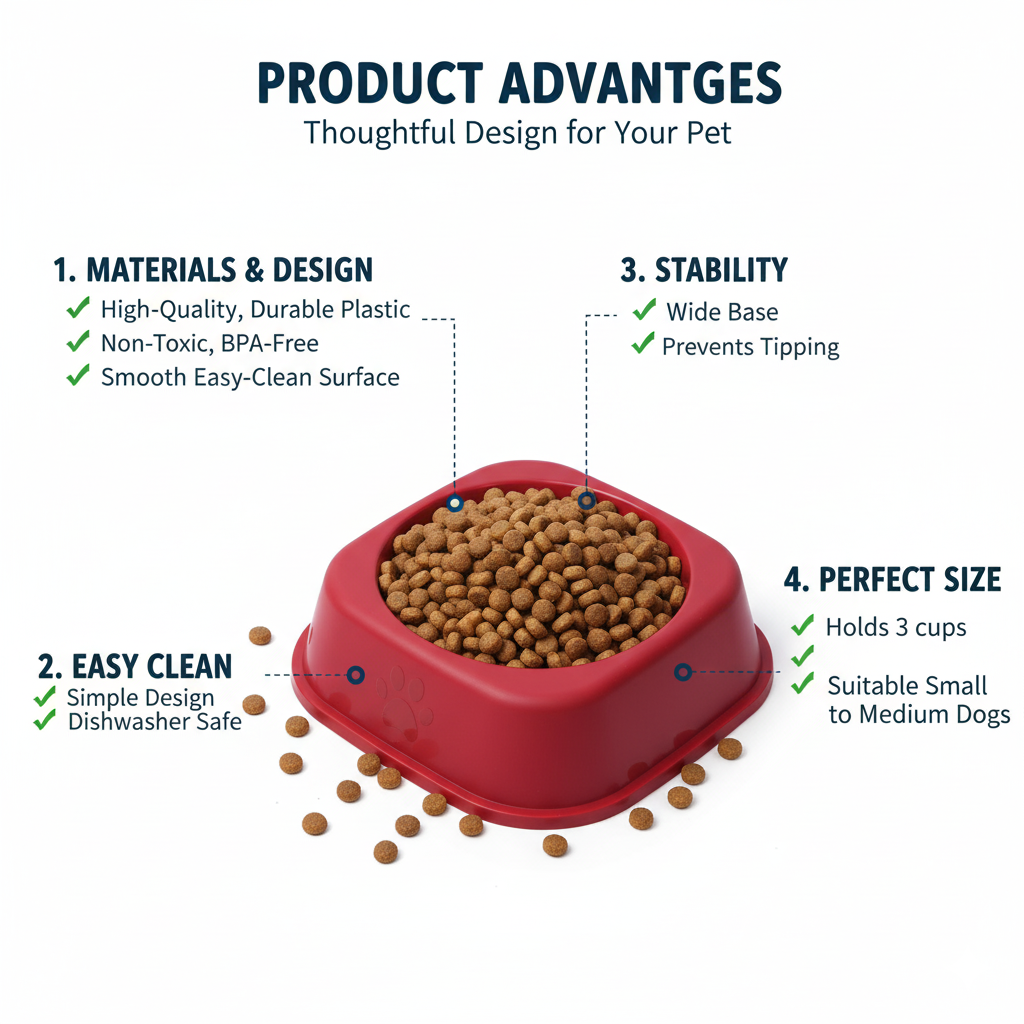 Square Pet Feeding Bowls, 8.5 Inch, Set of 2 – Anti-Slip Base, Non-Skid Dog & Cat Food Bowls