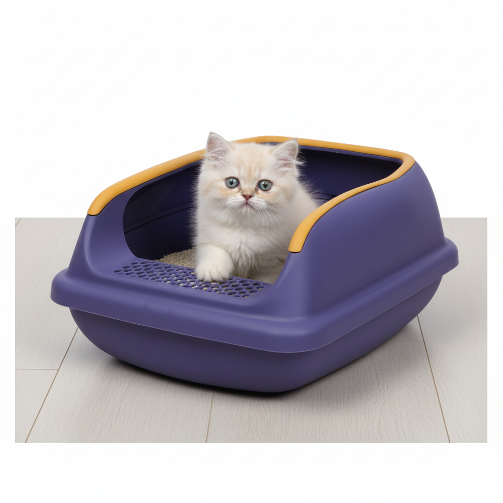 Cat Litter Box Small 14.5 Inch Violet with Scoop