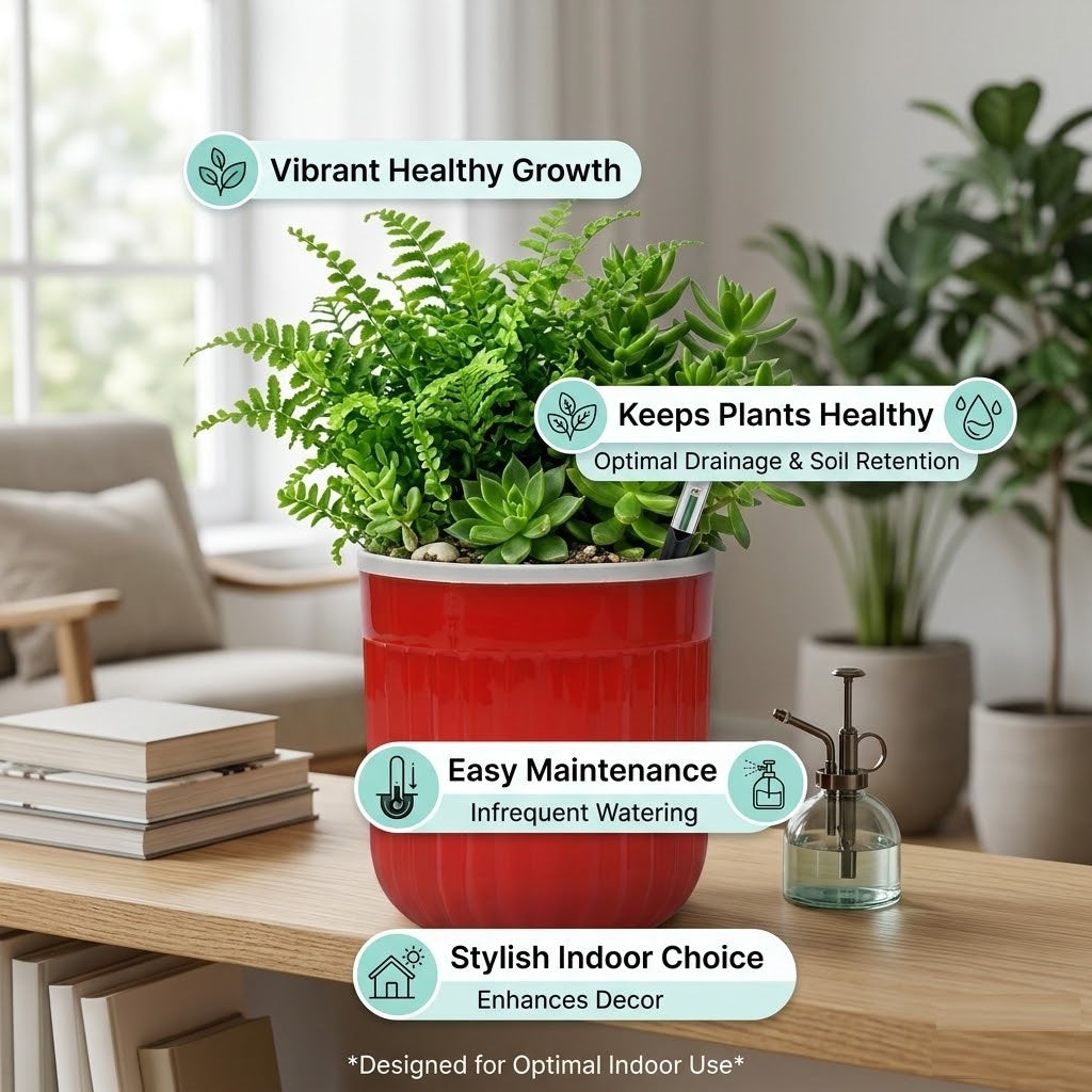 Seoul 6" Transparent Self-Watering Pots with White Inserts (Set of 2) – Modern Sleek Planters for Indoor Plants