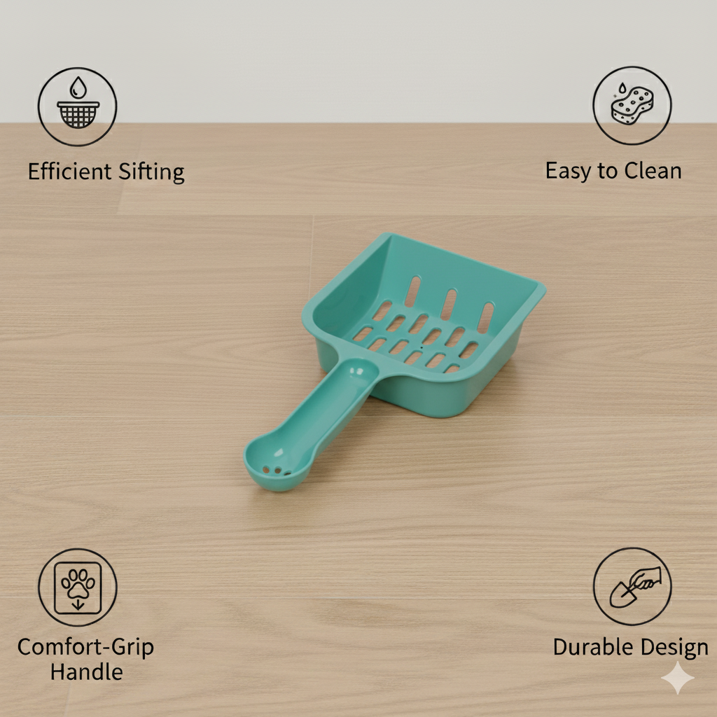 Premium Plastic Cat Litter Scoop with Deep Shovel & Fine Sifting Slots
