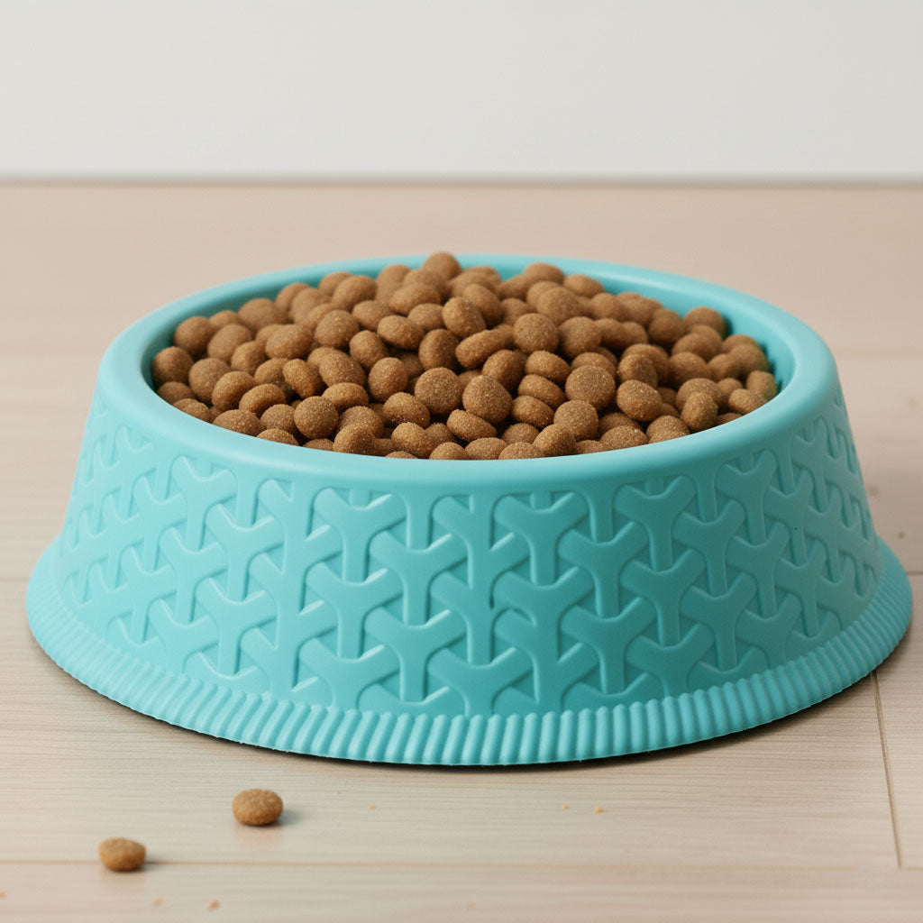 Round Plastic Cat & Dog Bowl, 5-Inch, Non-Slip Textured Base – Set of 3