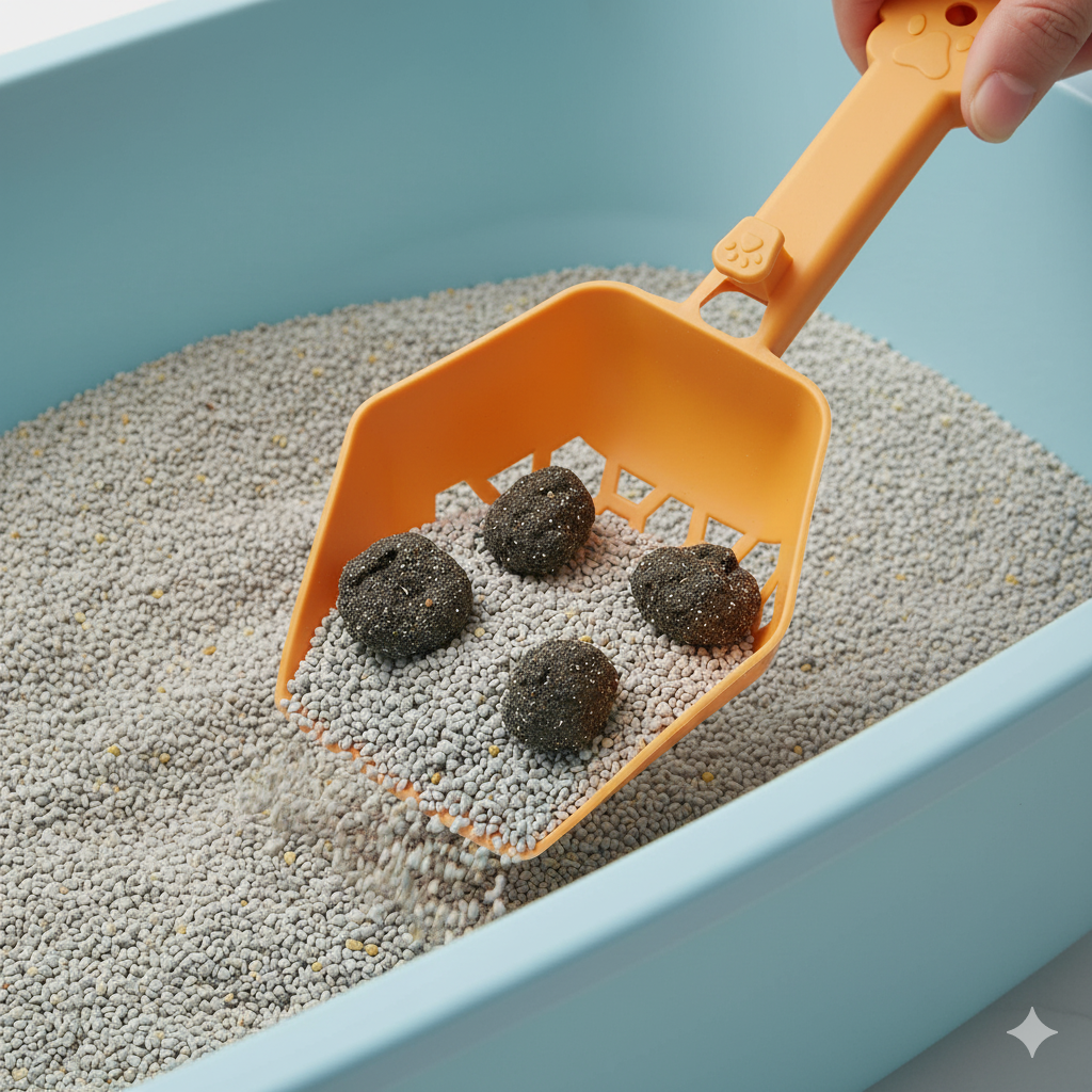 Premium Plastic Cat Litter Scoop with Honeycomb Filter & Ergonomic Paw Handle – Easy Sifting Poop Scooper for Cats & Kittens