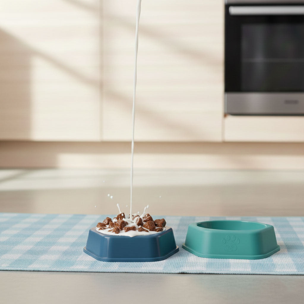 9-Inch Anti-Slip Octagonal Cat & Dog Bowl – Teal Blue