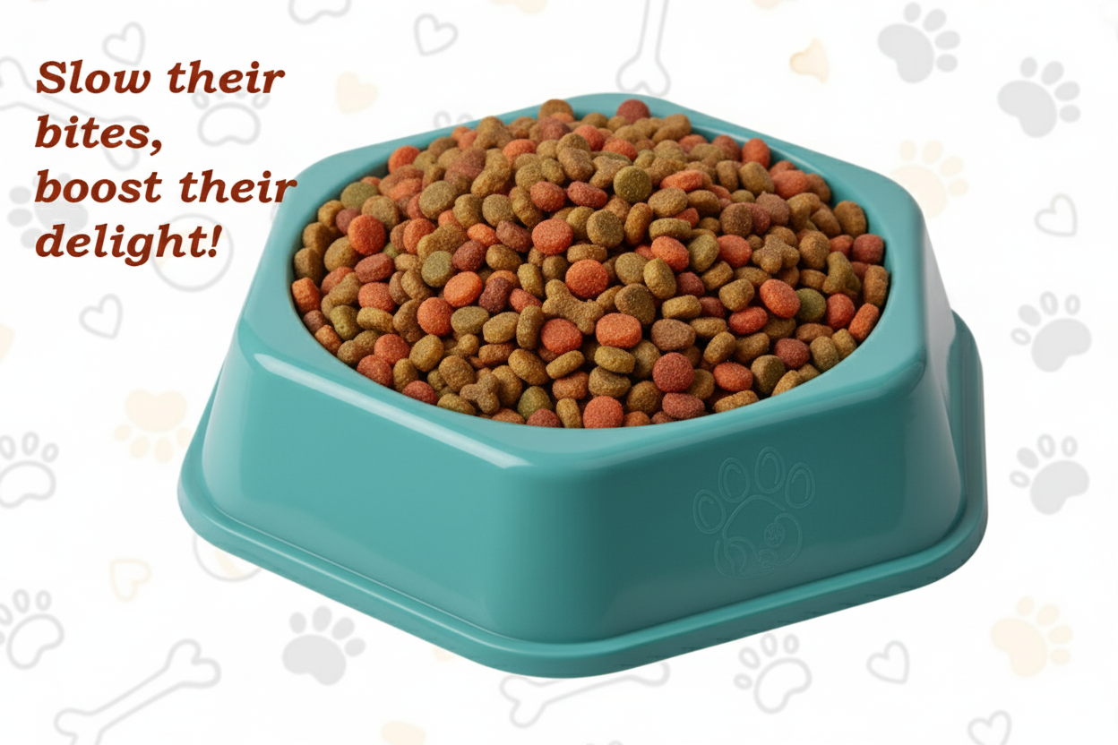 Pet Feeding Bowl – Anti-Slip Octagonal Base, 6.5 Inch (Set of 2)