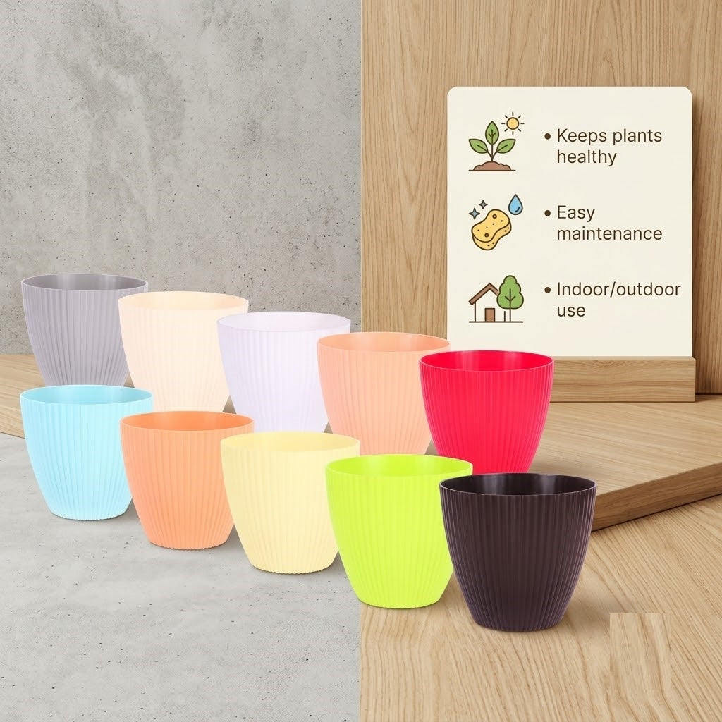 7 Inch (17.78 cm) Unique Design Round Shape Grand Planter Flower Pot Suitable for Indoor and Outdoor Use for Home/Office/Table/Garden/Balcony Decoration – Set of 5