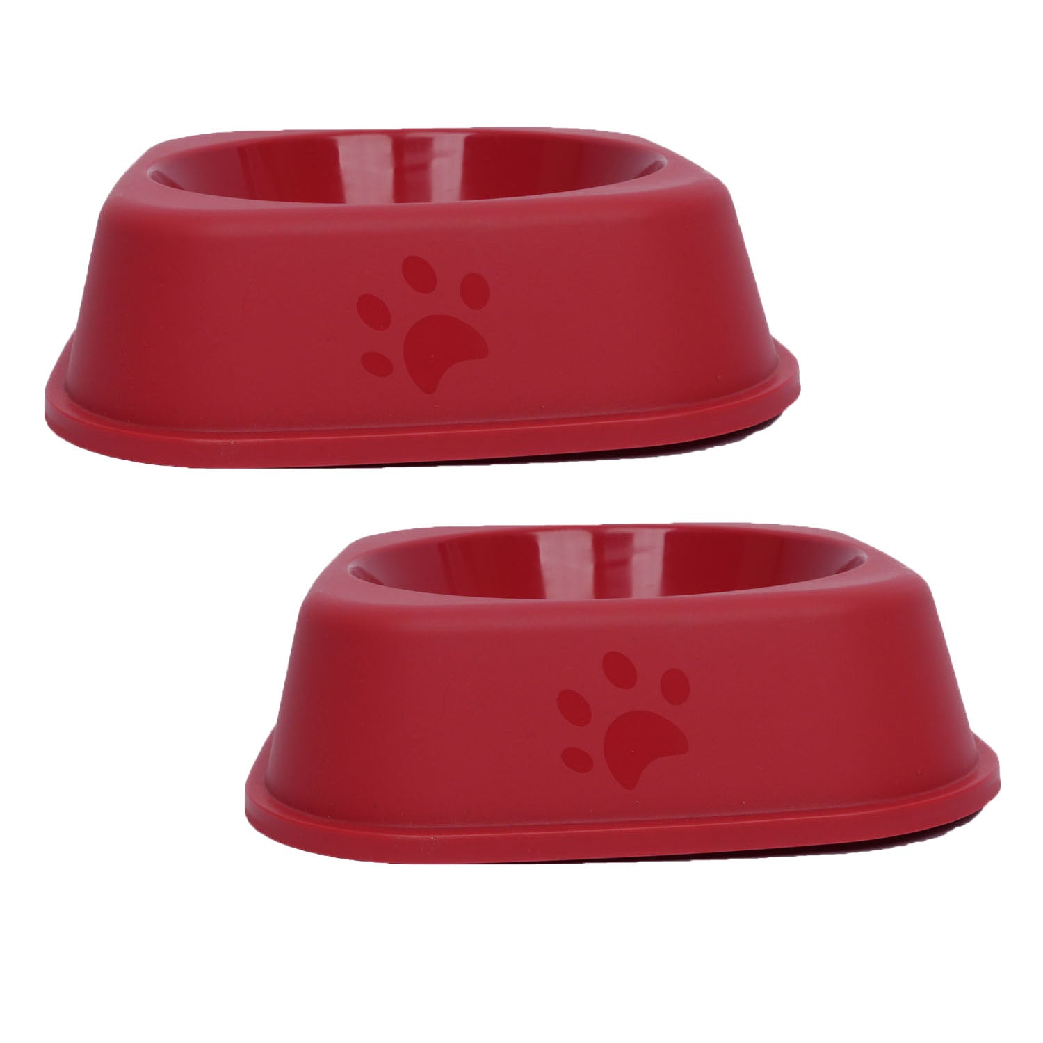 Square Cat & Dog Bowl Set, 6 inch (15 cm) (Pack of 2) - Anti-Slip Food & Water Feeder